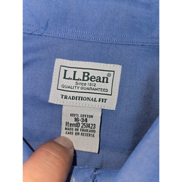 L.L. Bean Mens Traditional Fit Blue Dress Shirt 16-34 Medium - Picture 5 of 6